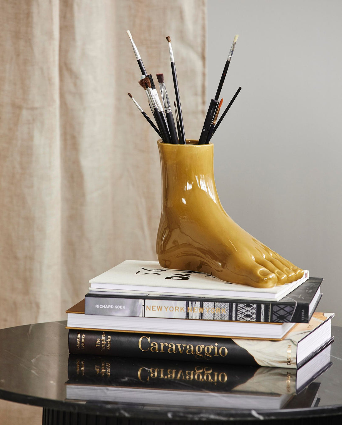 Aruba vase in ceramics - H19.5 cm - mustard