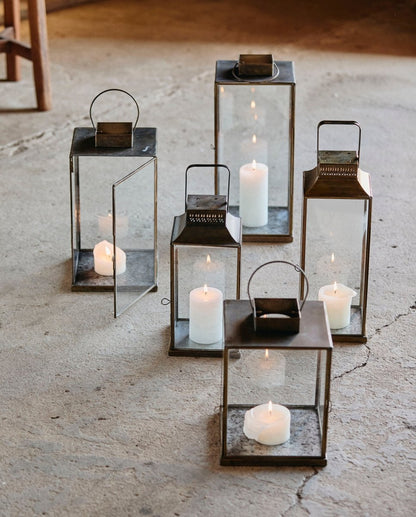 ANTIQUE lantern in iron - h30 cm - gold finish