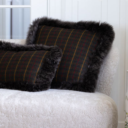 Checked Collection | Wool pillow | Long-haired | Double Sided | 52x52 cm