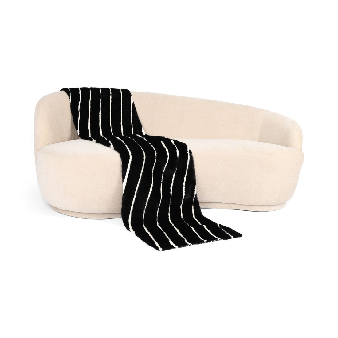 Mink plaid | Back of cashmere | Black/White | 50x220 cm