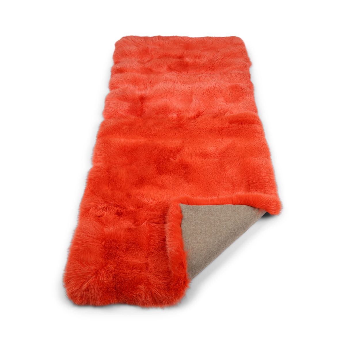 Premium carpet of fox | Back of cashmere | Orange | 180x70 cm
