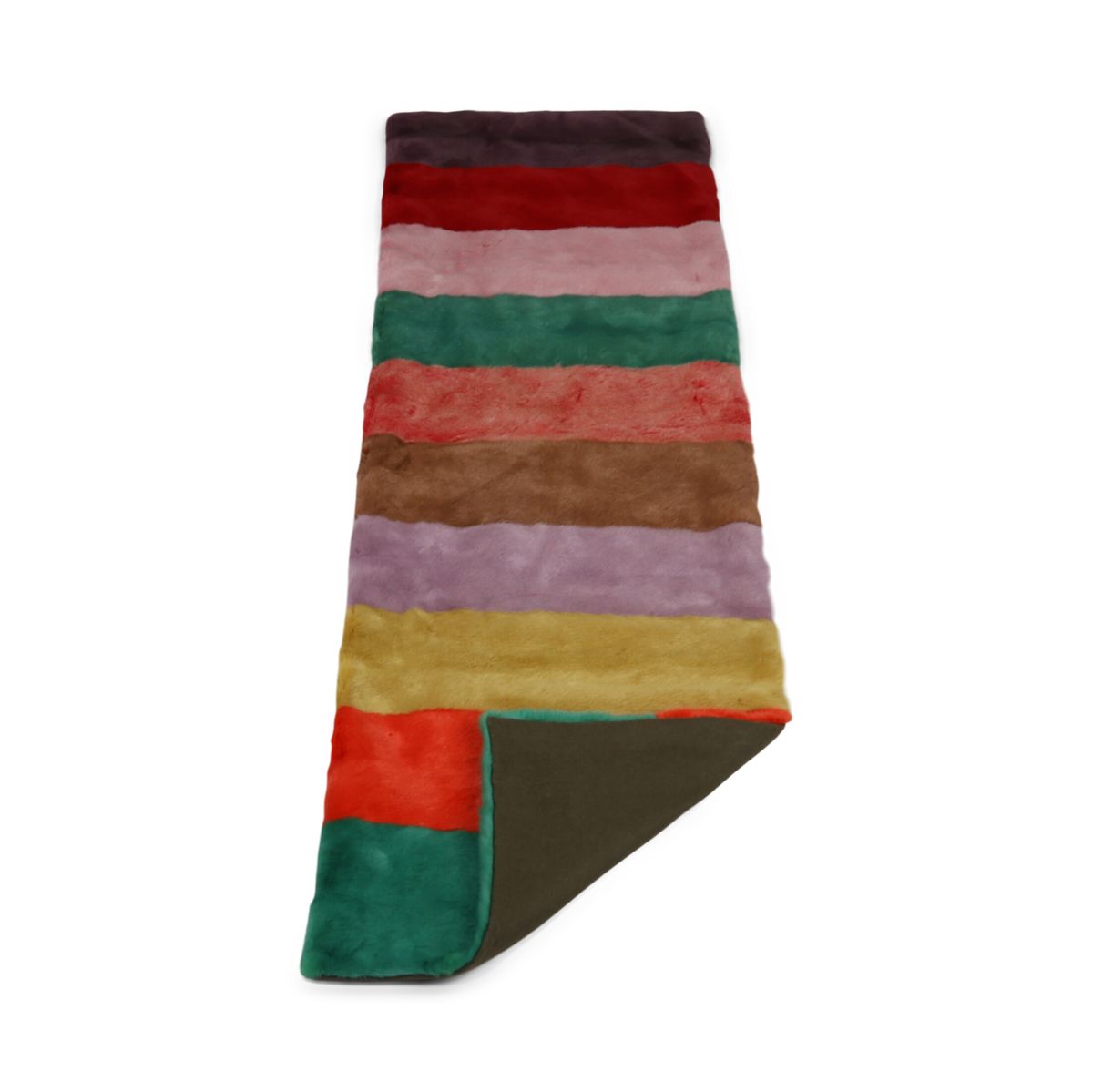 Mink plaid | Cashmere backing | Multicolored (Light colors) | 52x156 cm