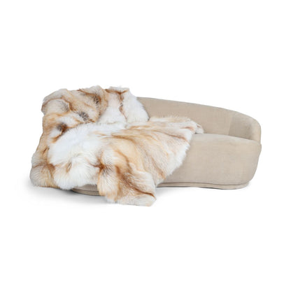 Premium carpet of fox | Back of cashmere | Light Gold | 150x150 cm