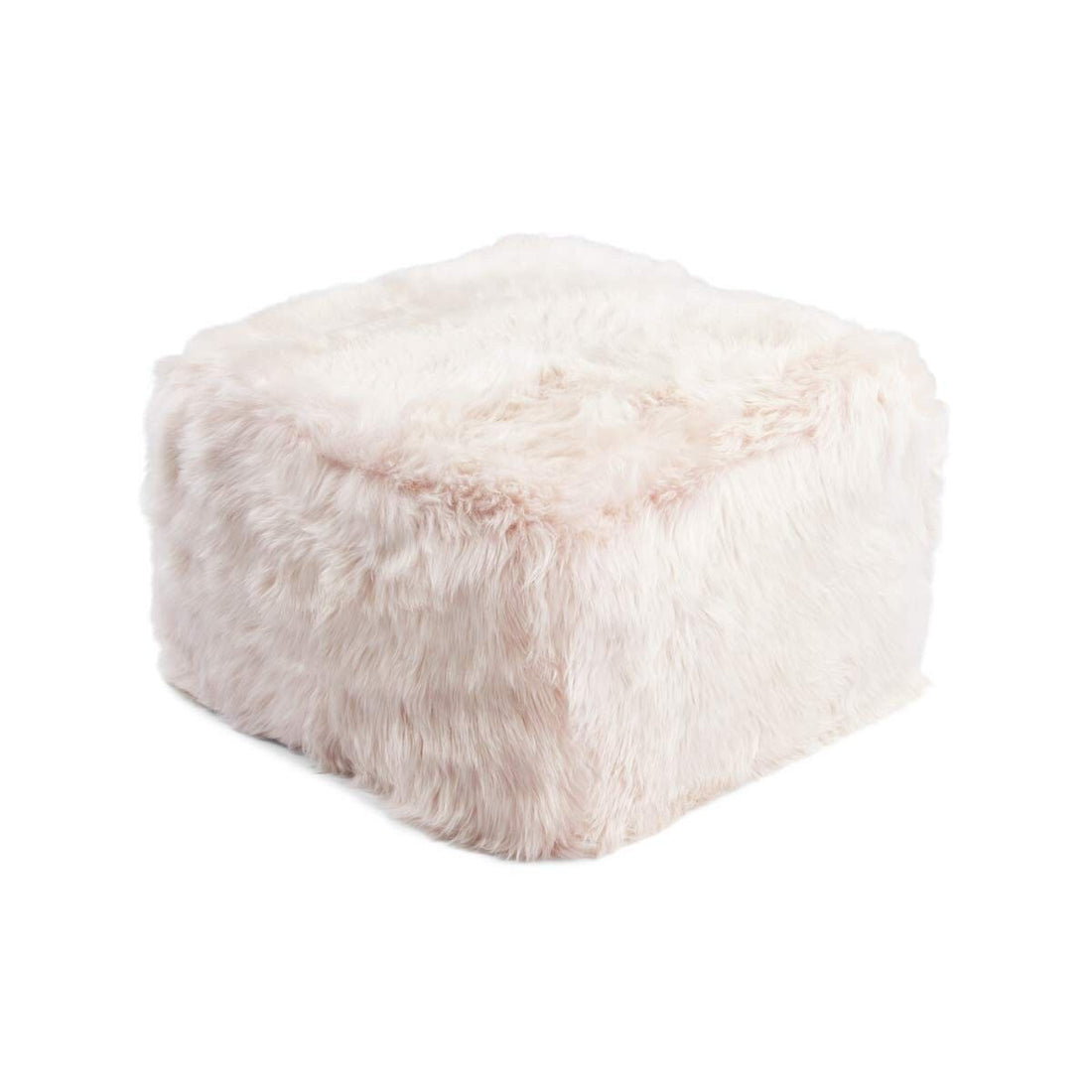 Square pouf | Long-haired | New Zealand | Leather back