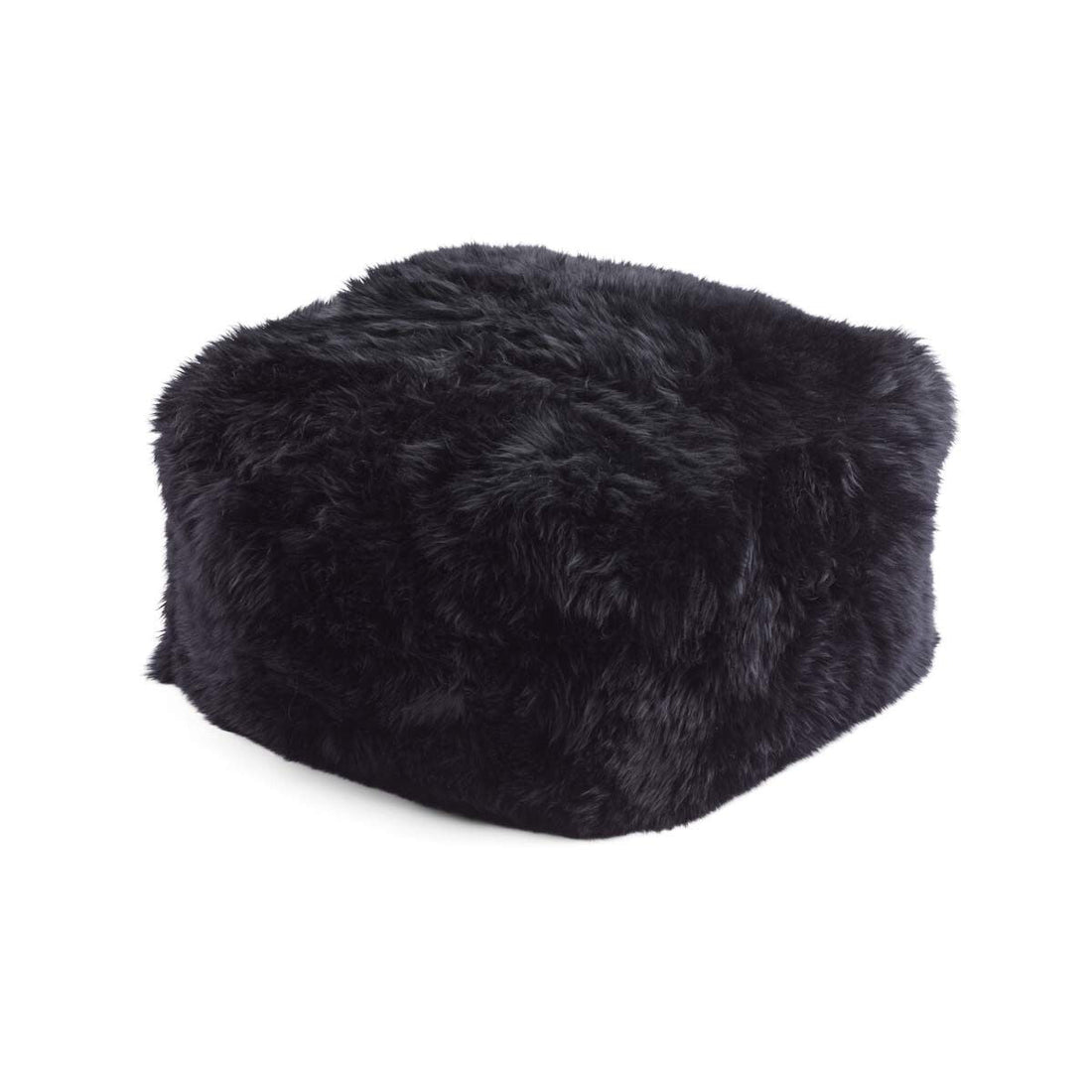 Square pouf | Long-haired | New Zealand | Leather back