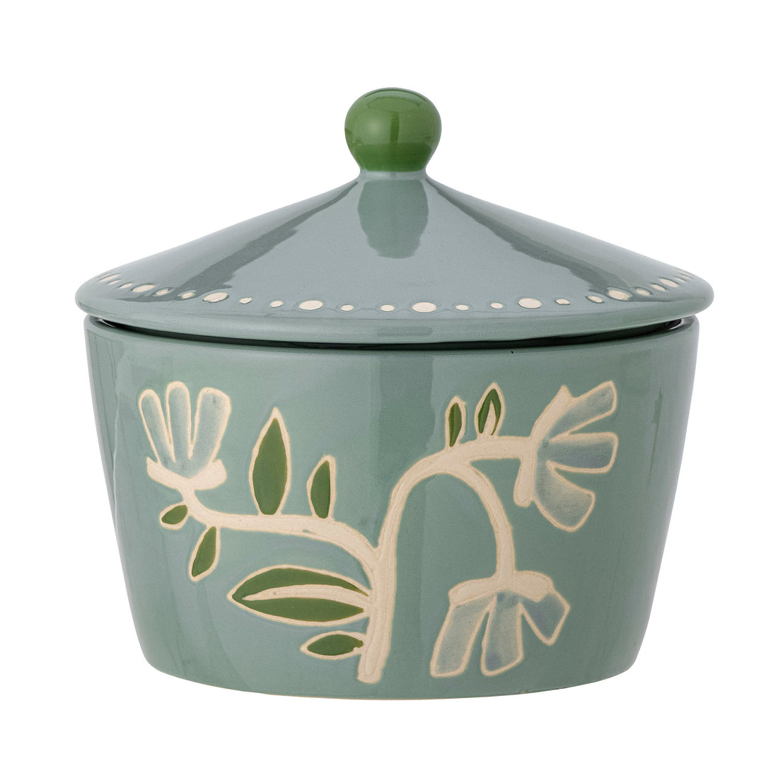 Creative Collection Tangier jar w/lid, green, stoneware