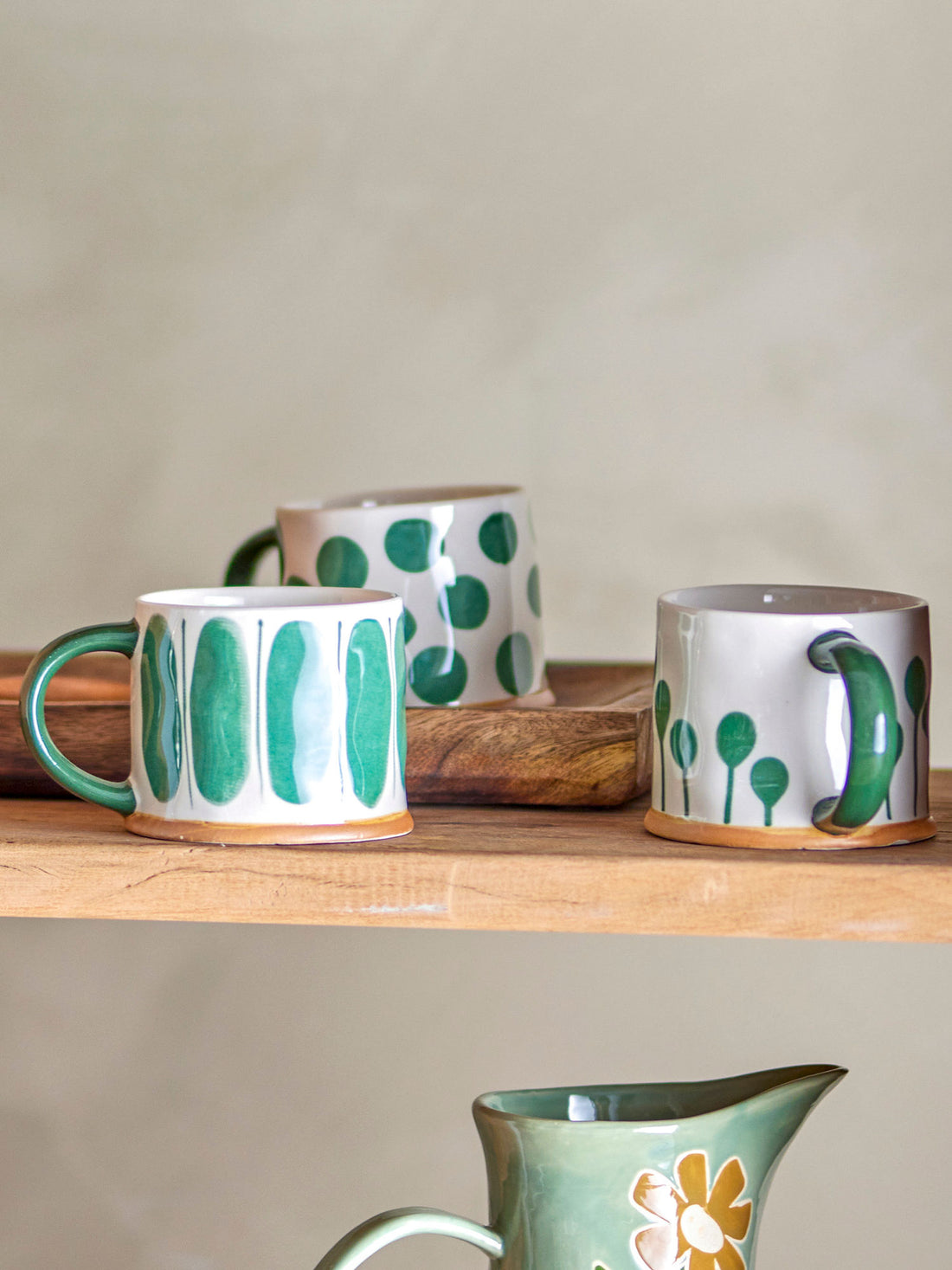 Creative Collection Linora mugs, green, stoneware