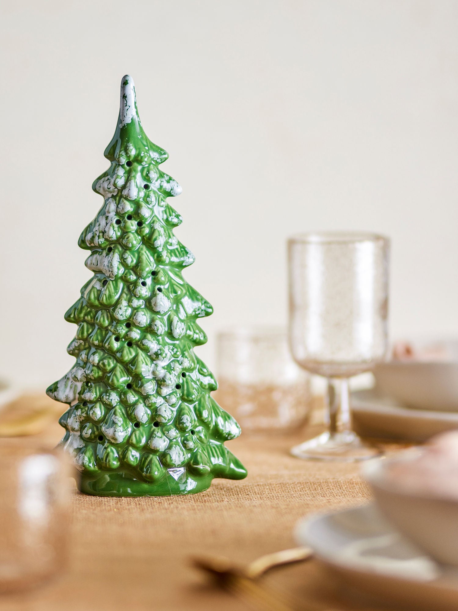 Bloomingville Flicka Deko w/light, green, stoneware