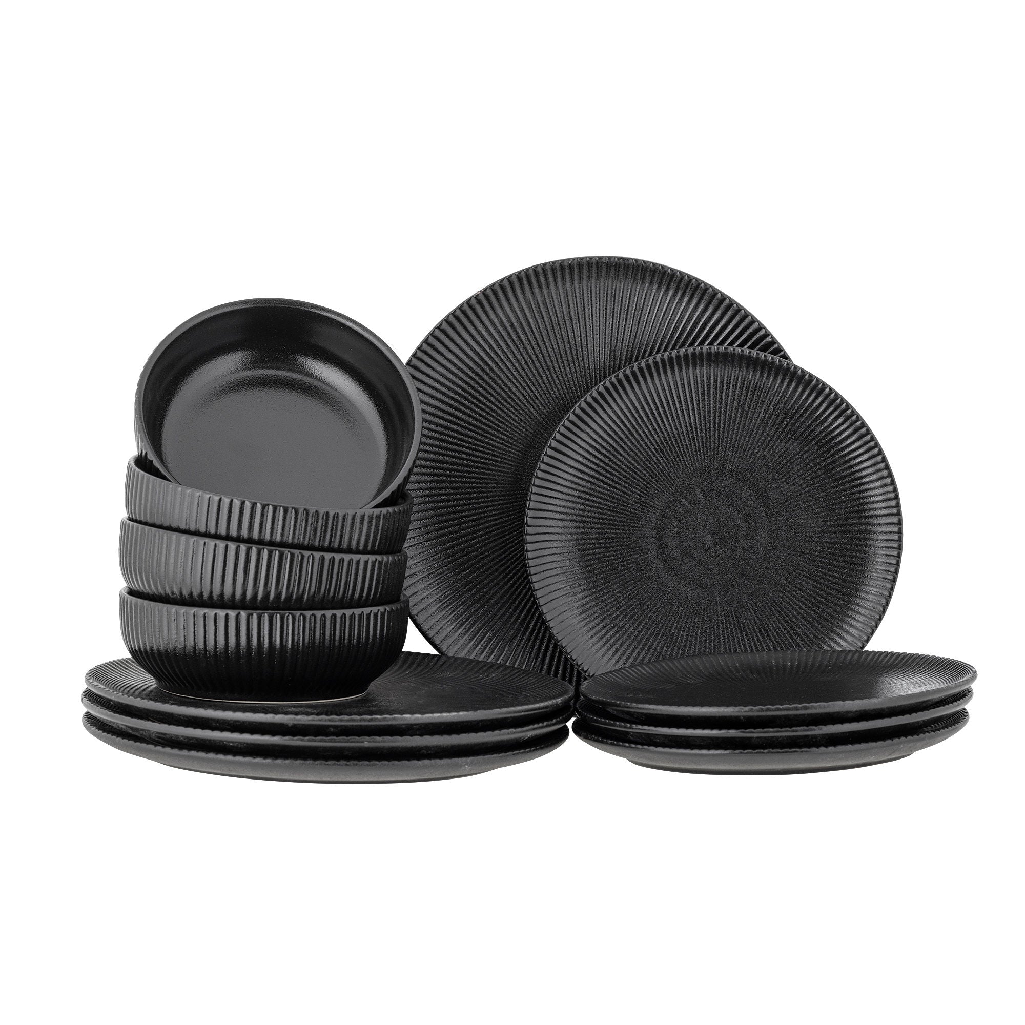 Bloomingville Neri table service set, black, stoneware