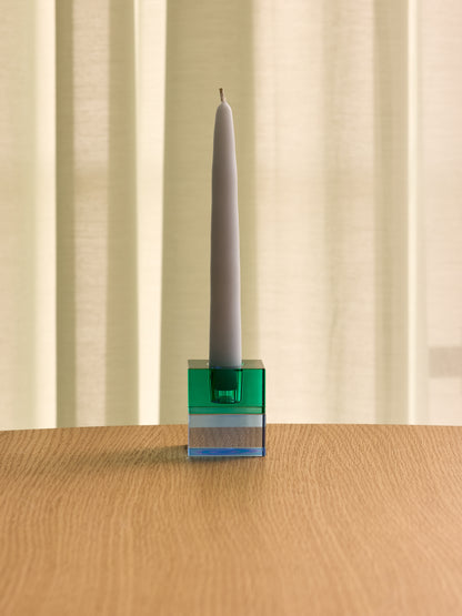 Block Candlesticks Green/Blue &amp; Orange/Green (set of 2) - 5x5h6cm