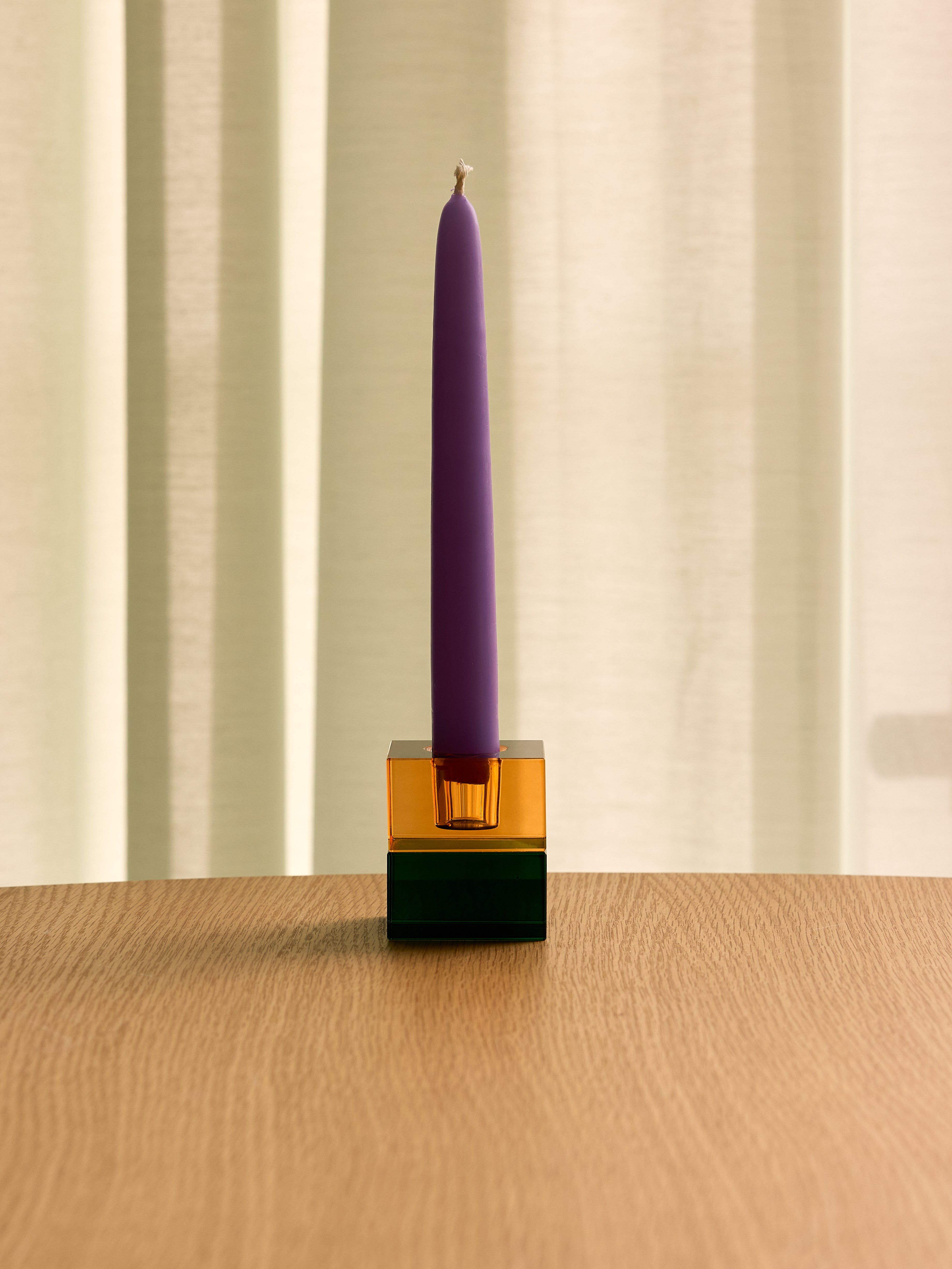 Block Candlesticks Green/Blue &amp; Orange/Green (set of 2) - 5x5h6cm