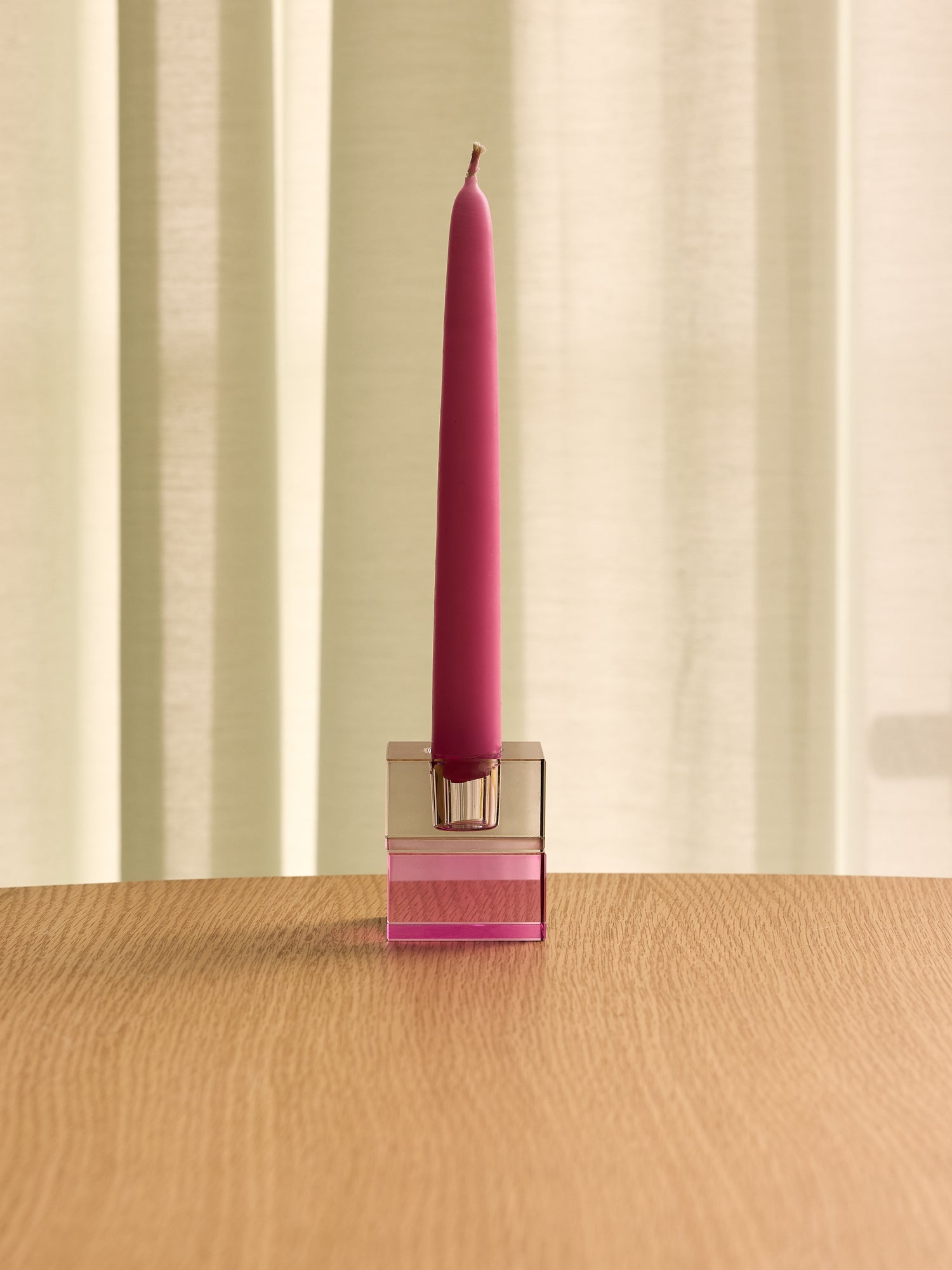 Block Candlesticks Brown/Green &amp; Grey/Pink (set of 2) - 5x5h6cm