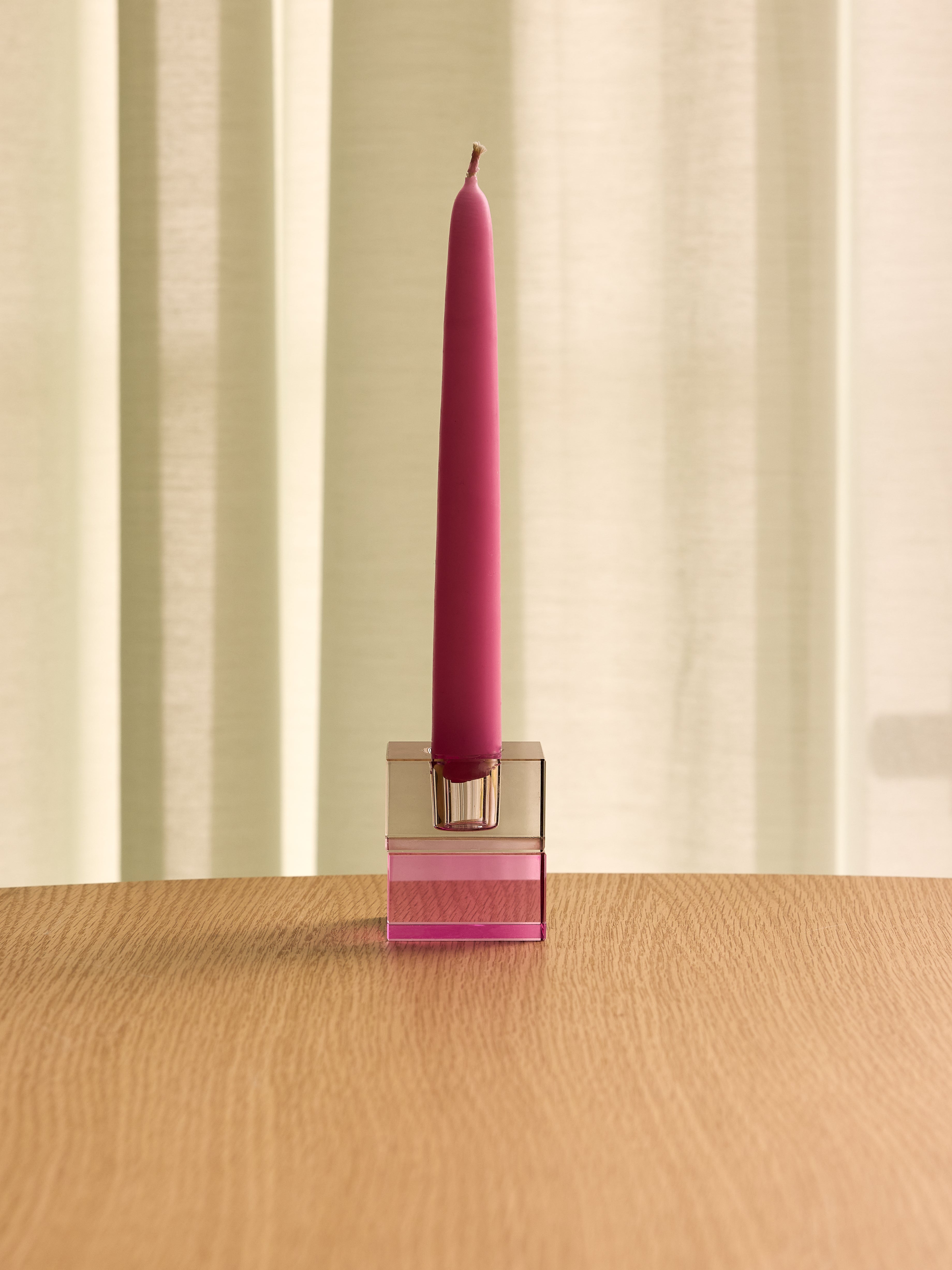 Block Candlesticks Brown/Green &amp; Grey/Pink (set of 2) - 5x5h6cm