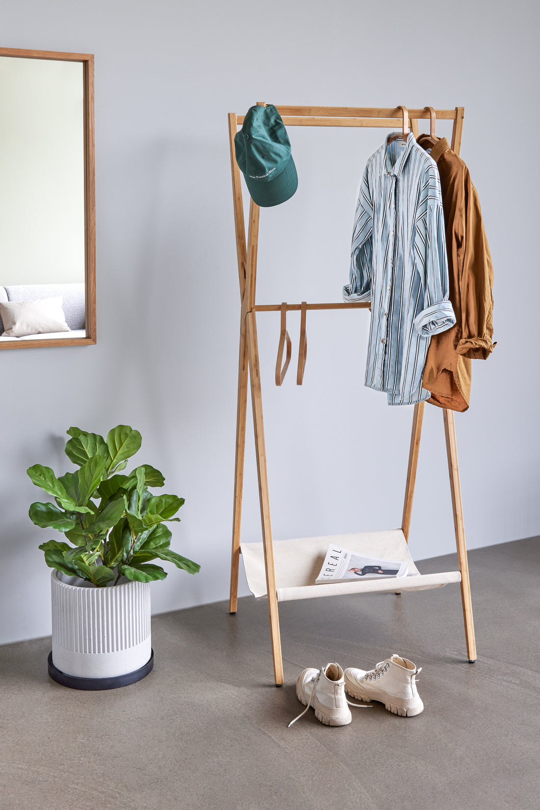 Bamboo clothing rack nature - 66x71xh170cm