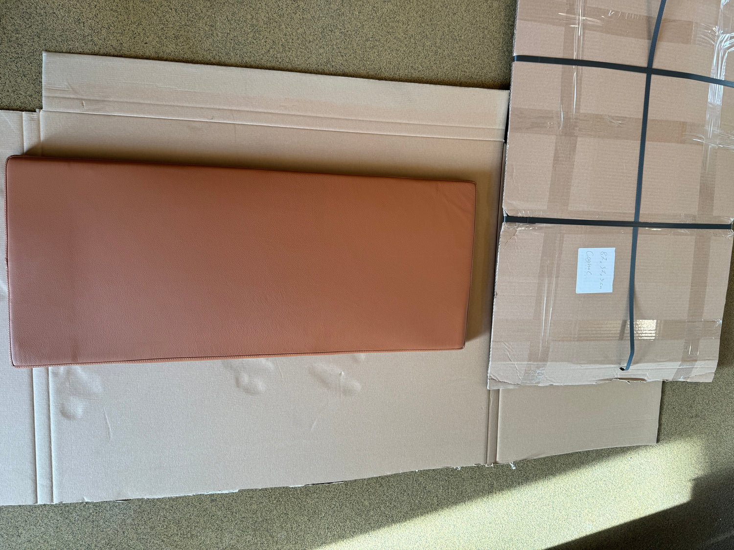 Cognac leather cushion 87x37x3 cm