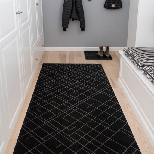 Floor mat 90 x 200 cm lines/black-grey