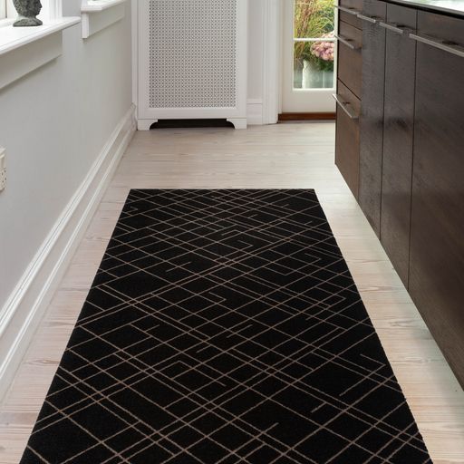 Floor mat 90 x 200 cm - Lines/Sand Black