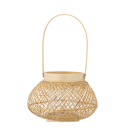 Malda lanterns w/glass, nature, bamboo