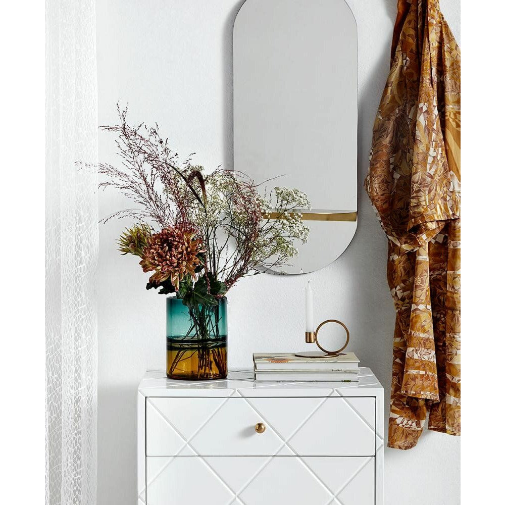 Nordal Mirror with metal shelf in gold finish - 61x30 cm