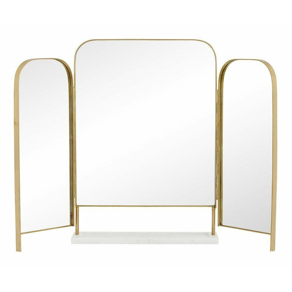 Nordal OTUS table mirror - H57,5 cm - gold/white marble