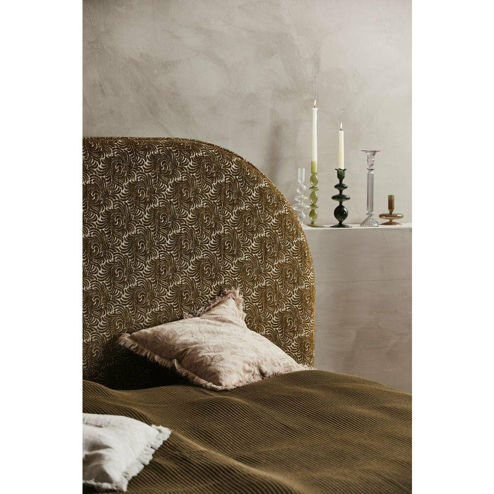 Nordal NEVA bedspread w/jacquard fabric - 181 cm - Olive green/golden