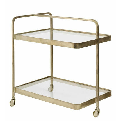 Nordal TROLLEY roller table in brass with glass - 70x50 cm