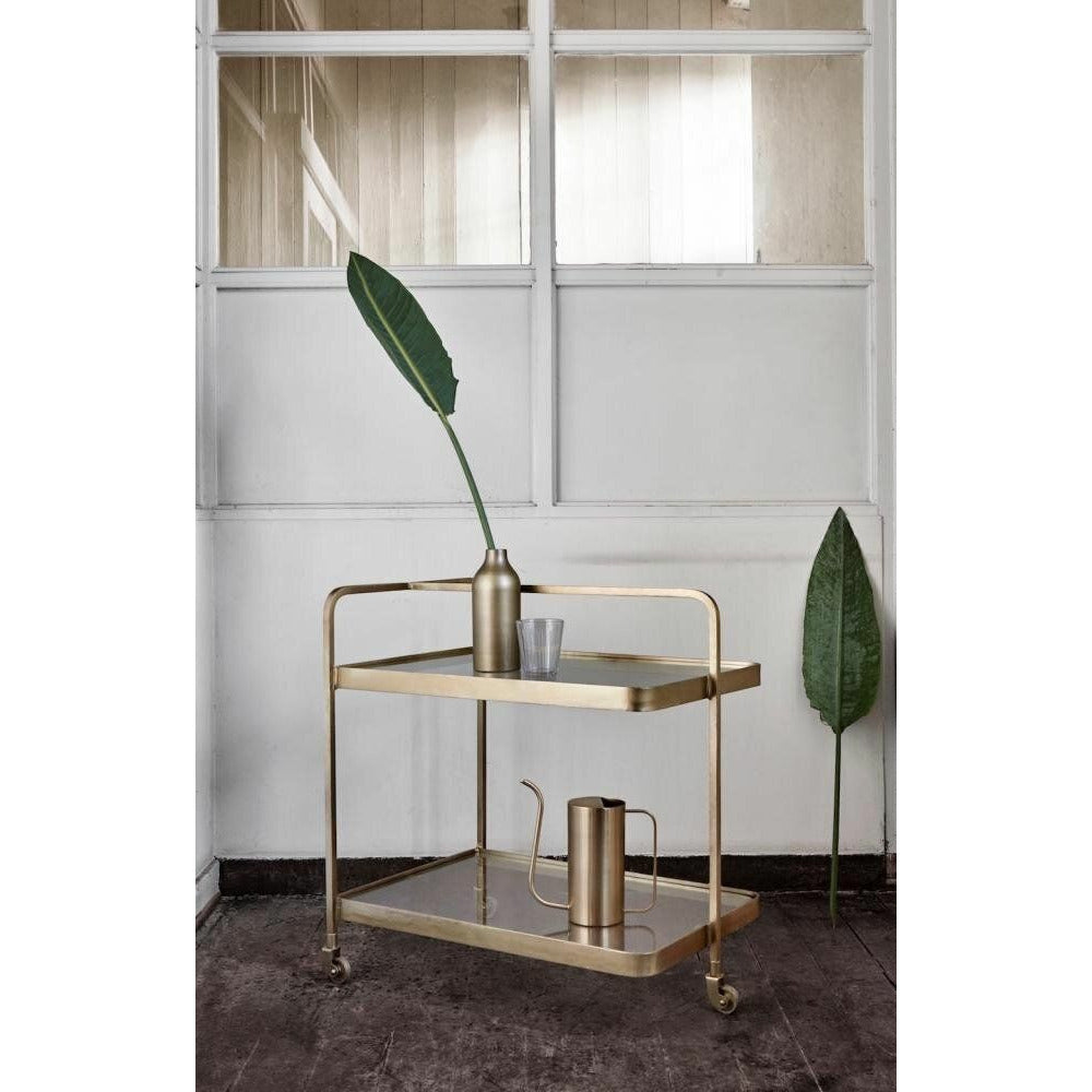 Nordal TROLLEY roller table in brass with glass - 70x50 cm