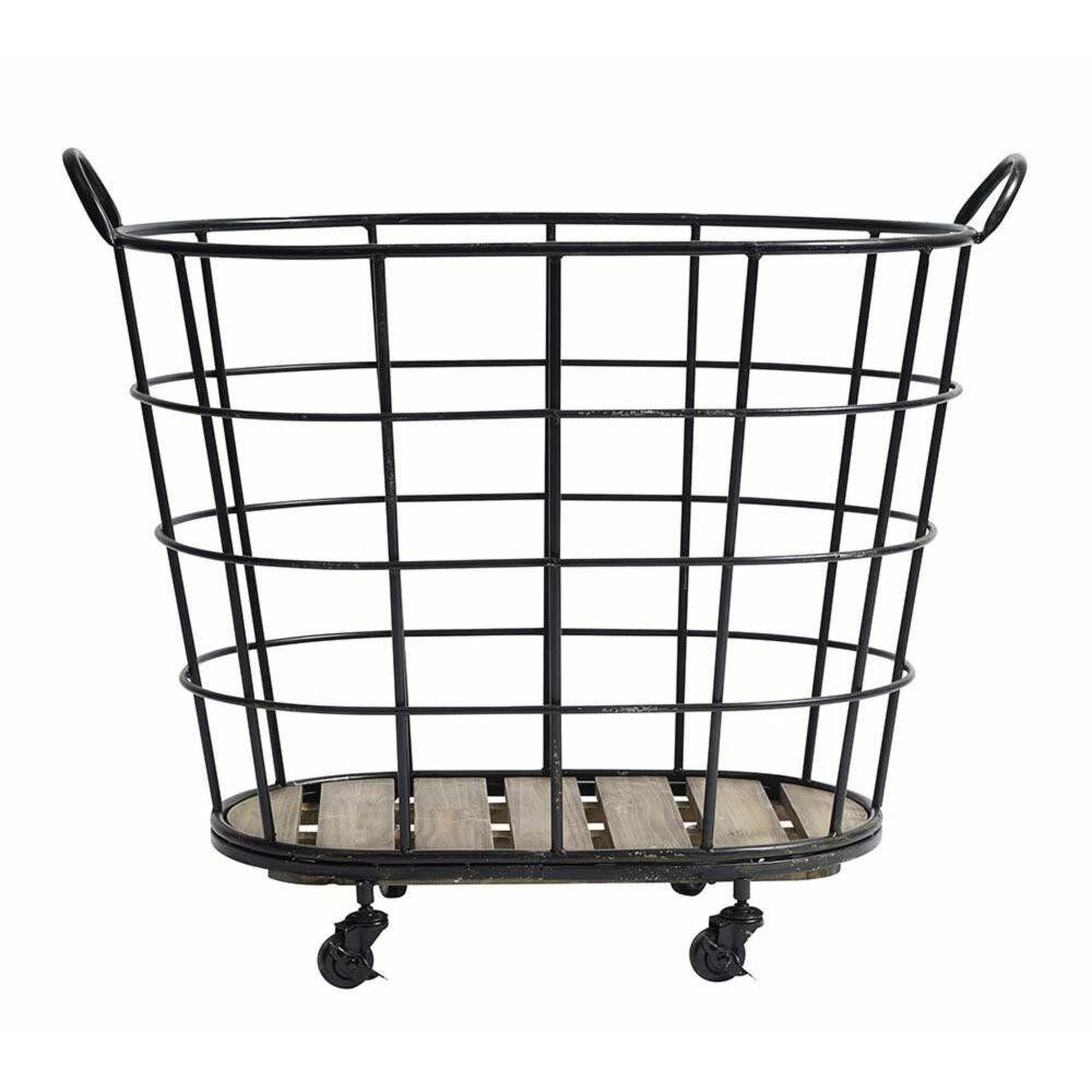 Downtown wire basket with wheels - H73 cm - black
