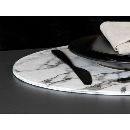 House of Sander Oval placemat // White marble look PU - HARD