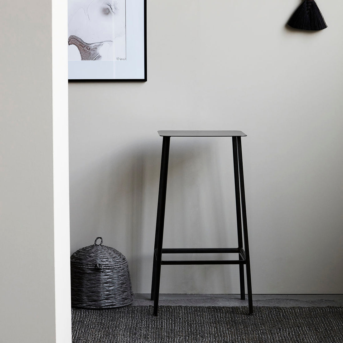 House Doctor-Stool, Rag, Dark Iron-L: 36 cm, W: 26 cm, H: 75 cm
