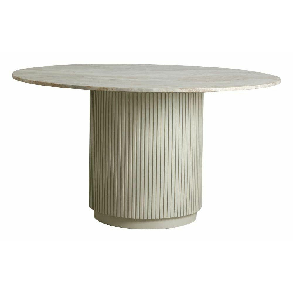 Erie round dining table in wood and marble - Ø140 cm - raw white, brown, beige