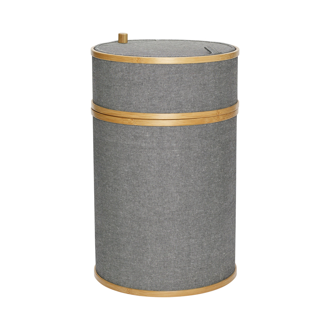 Hübsch Vasketøjskurv, stof/bambus, grå - ø38xh63cm - DesignGaragen.dk.