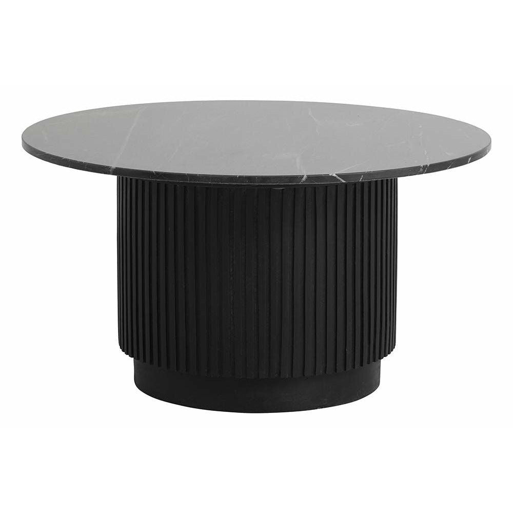 Nordal ERIE round coffee table in wood and marble - ø75 cm - black