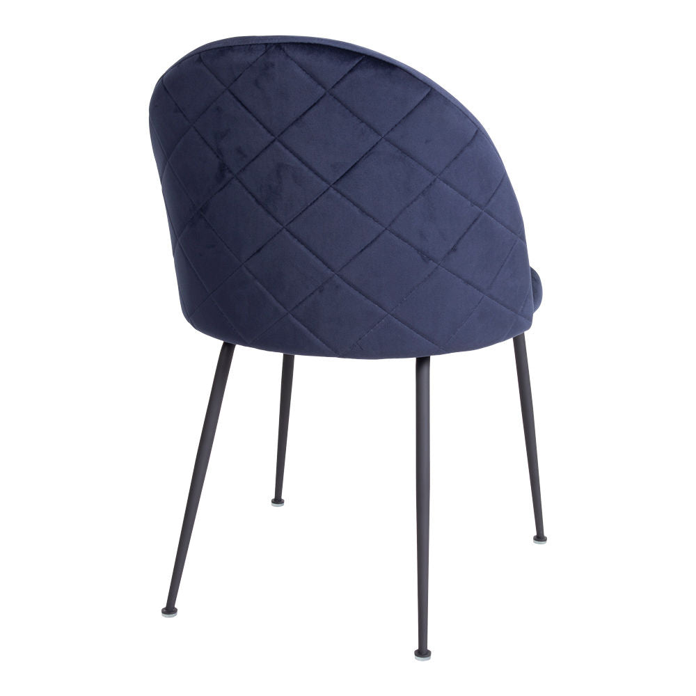 Geneva Dining Table Chair - Dining table chair in velor, blue with black legs, HN1205