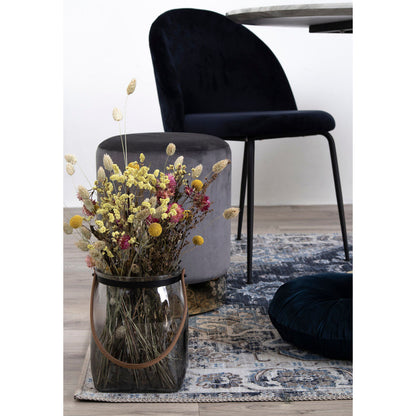 Geneva Dining Table Chair - Dining table chair in velor, blue with black legs, HN1205