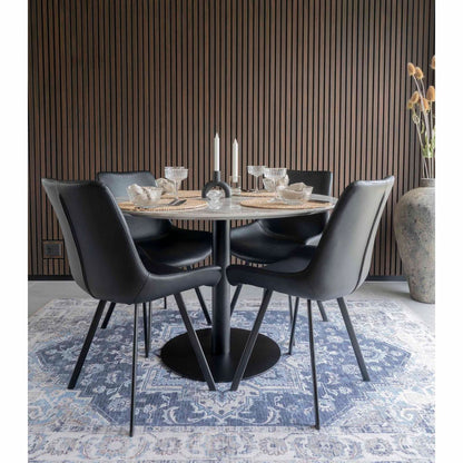 Memphis Dining Table Chair - Dining Table Chair in PU, Black with Black Legs, HN1223