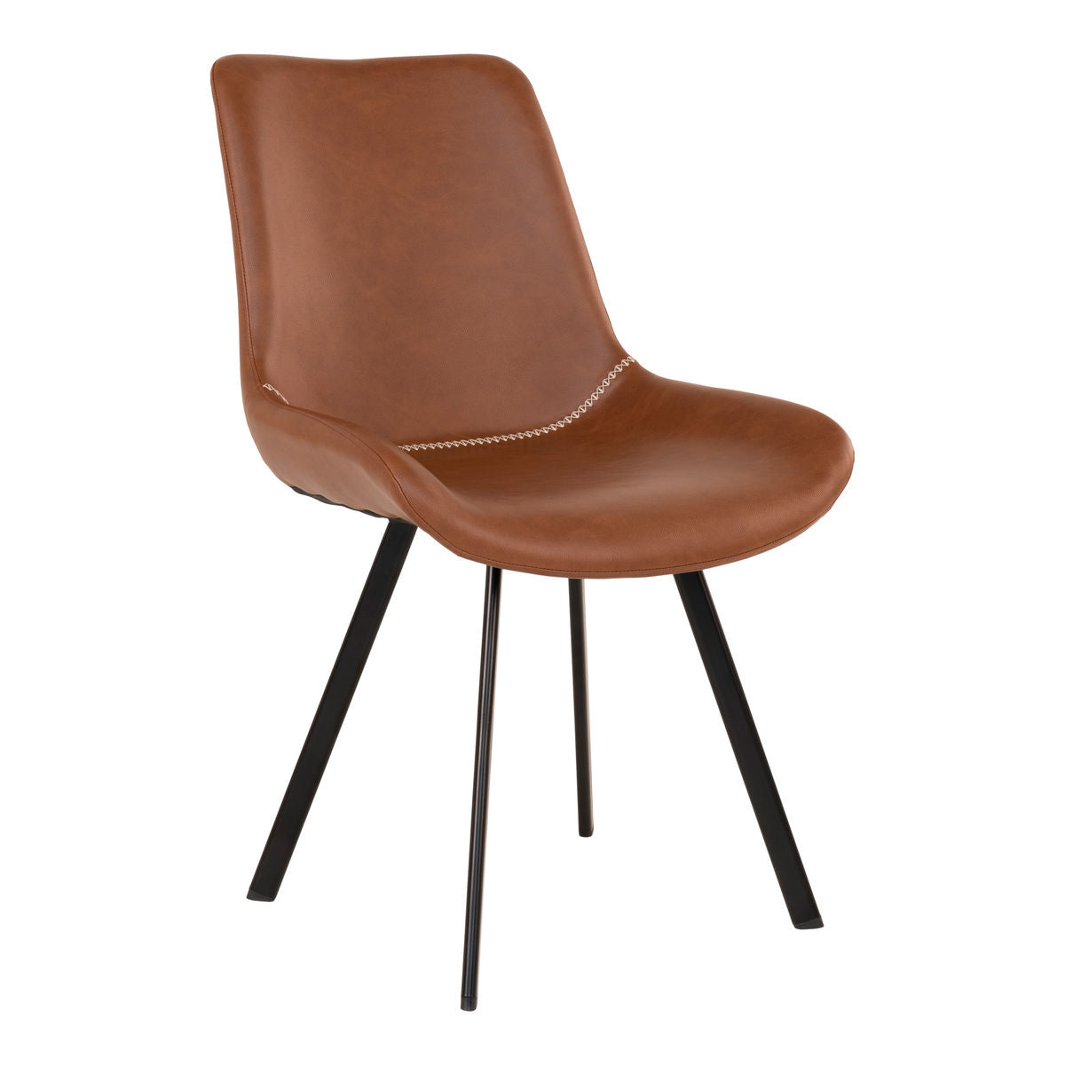 Memphis Dining Table Chair - Dining Table in PU, Brown with Black Legs, HN1226