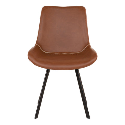 Memphis Dining Table Chair - Dining Table in PU, Brown with Black Legs, HN1226