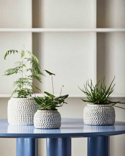 Aoba jar in cement, m - white