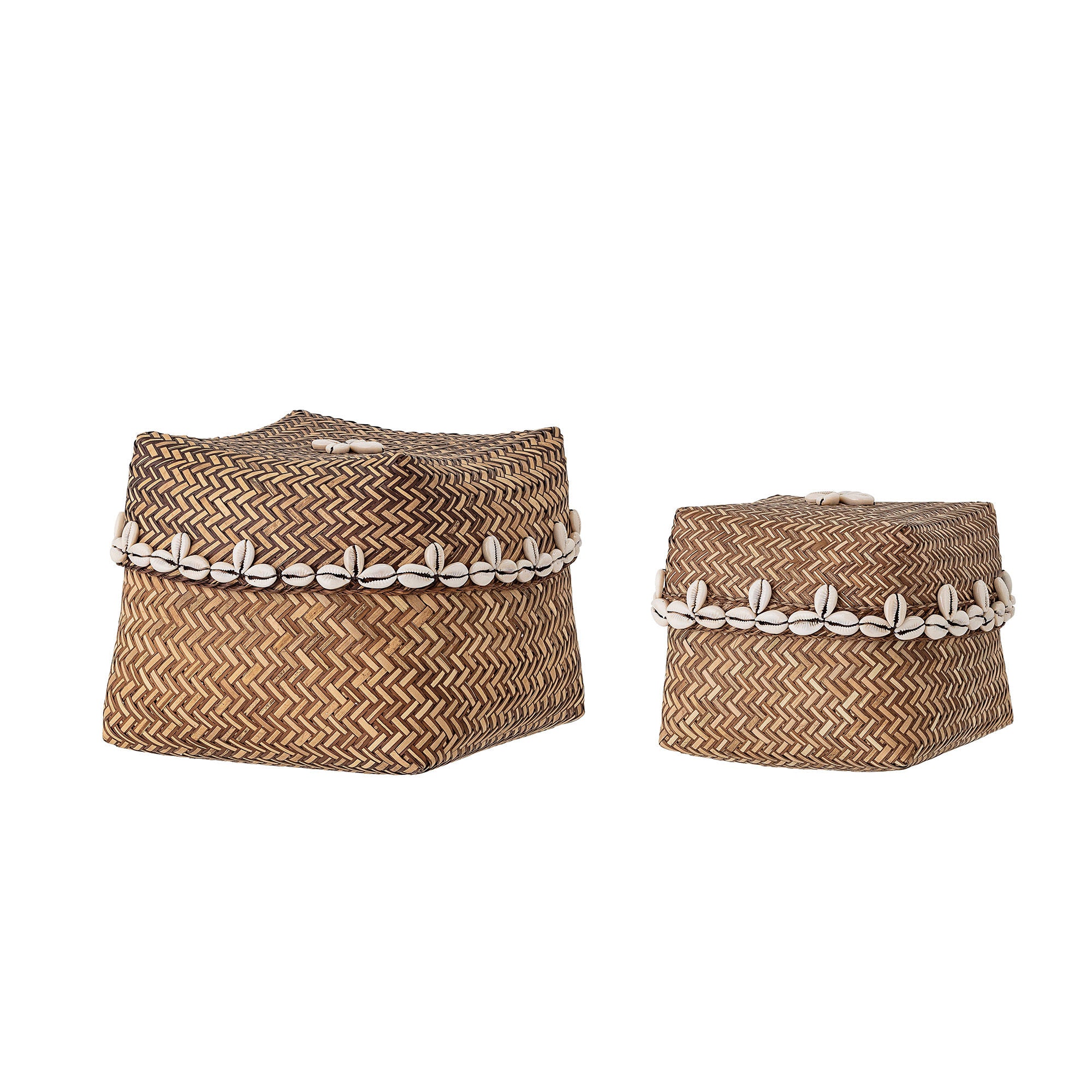 Bloomingville Seval Basket W/Lid, Nature, Bamboo