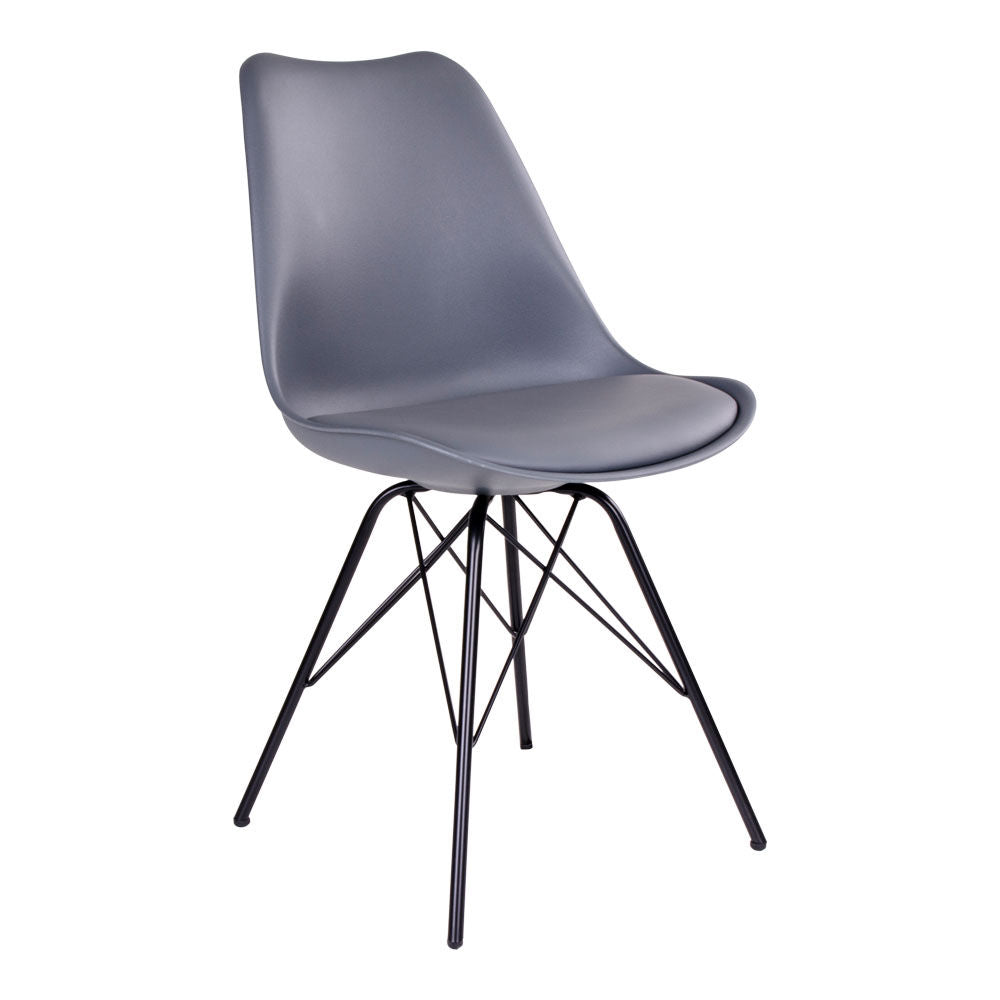 Oslo Dining Chair - Dining Table Chair, Gray with Black Legs