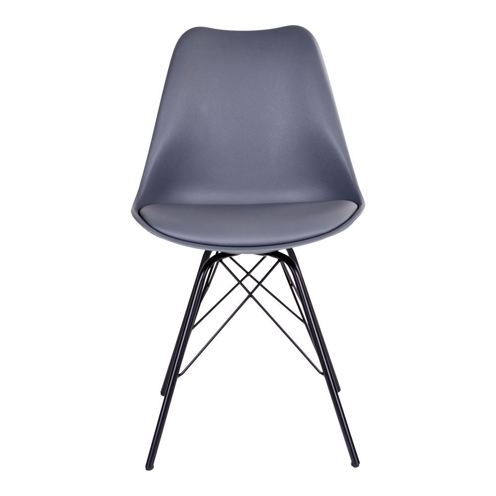 Oslo Dining Chair - Dining Table Chair, Gray with Black Legs