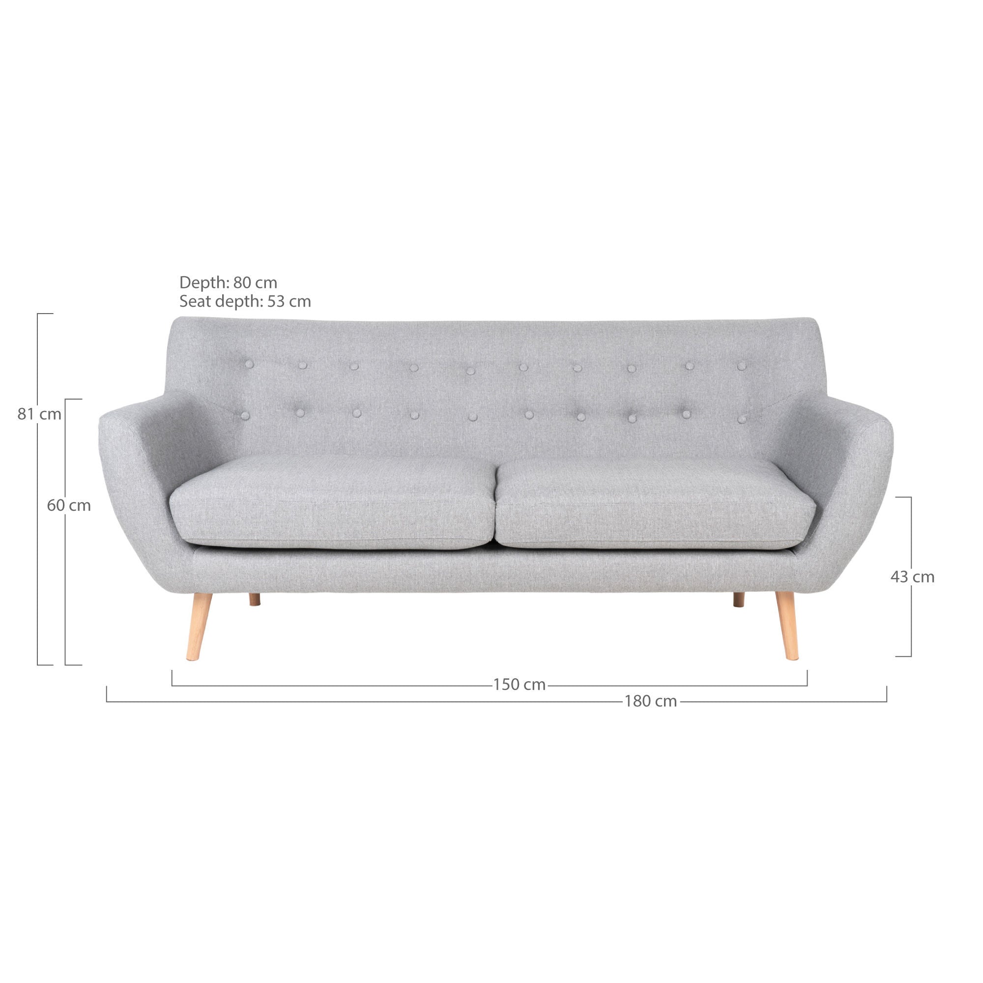 Monte 3 -person sofa - 3 person sofa, light gray with nature pap, HN1001