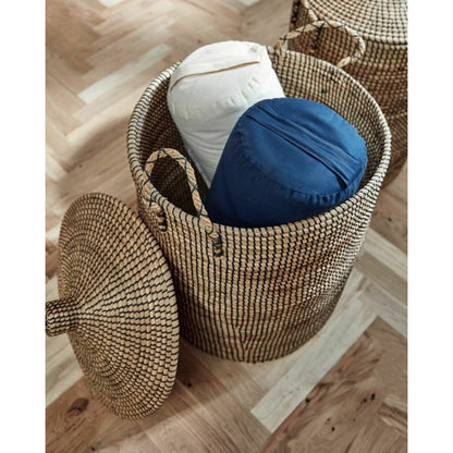 Nordal LAUDY laundry baskets in sea grass with lid - 2 pcs - natural