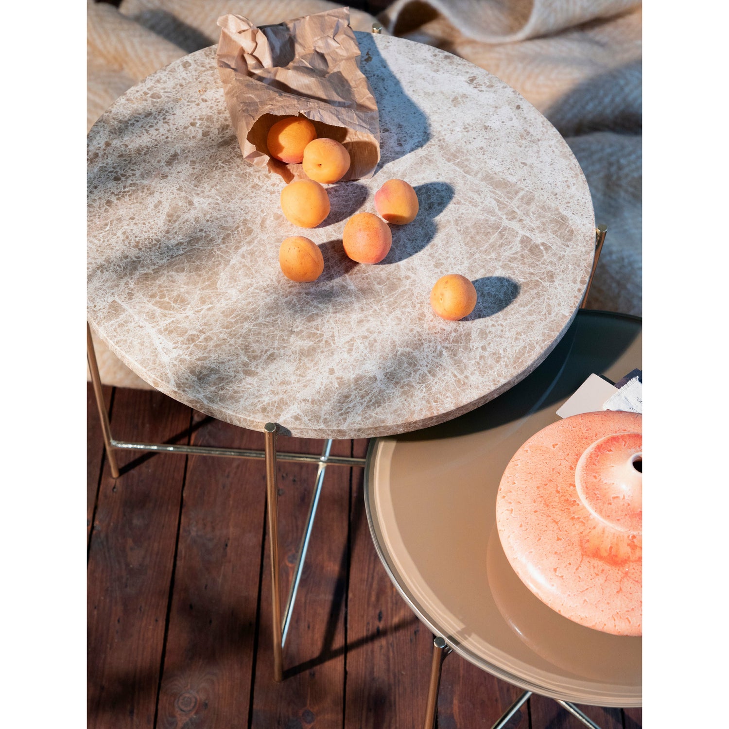 Cozy Living Freja Glass Table - CASHMERE/BRASS - Set of 2*