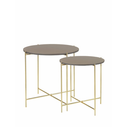 Cozy Living Freja Glass Table - CASHMERE/BRASS - Set of 2*