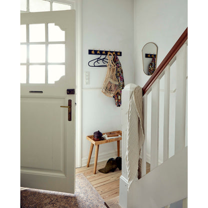 Edgy hooks in wood with 6 brass hooks - 60 cm - black