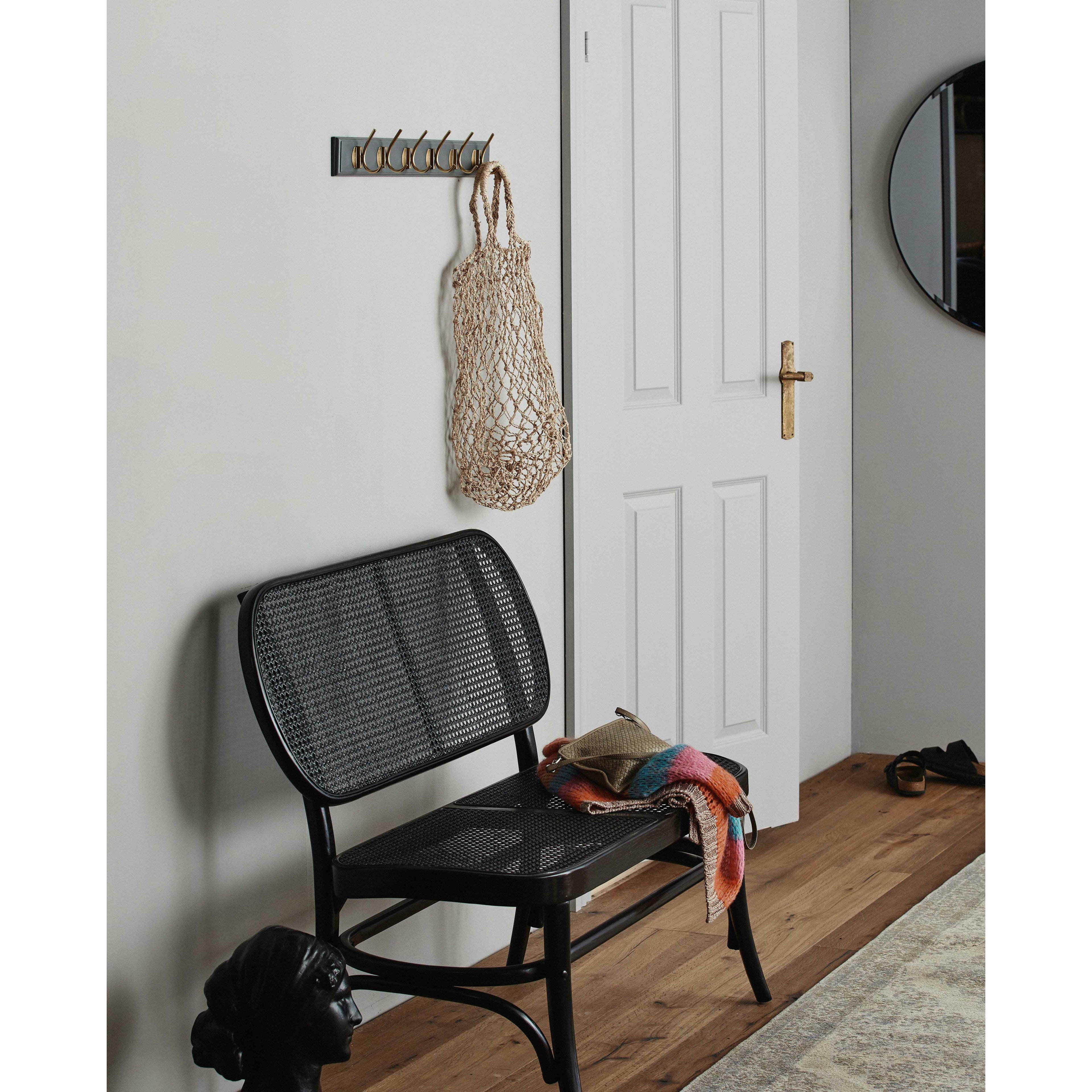 Edgy hooks in wood with 6 brass hooks - 60 cm - gray