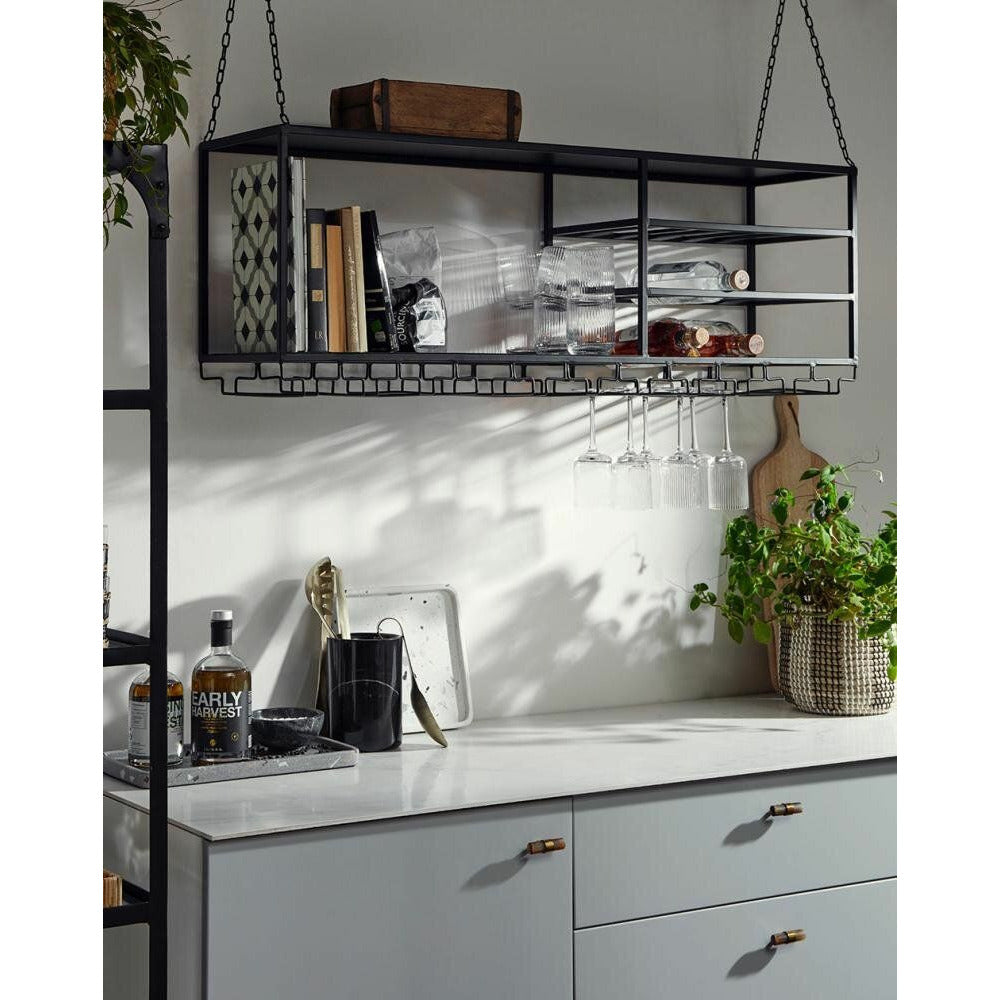Nordal LOFT køkkenhylde i jern t/ophæng - 120x30 cm - sort - Nordal - DesignGaragen.dk