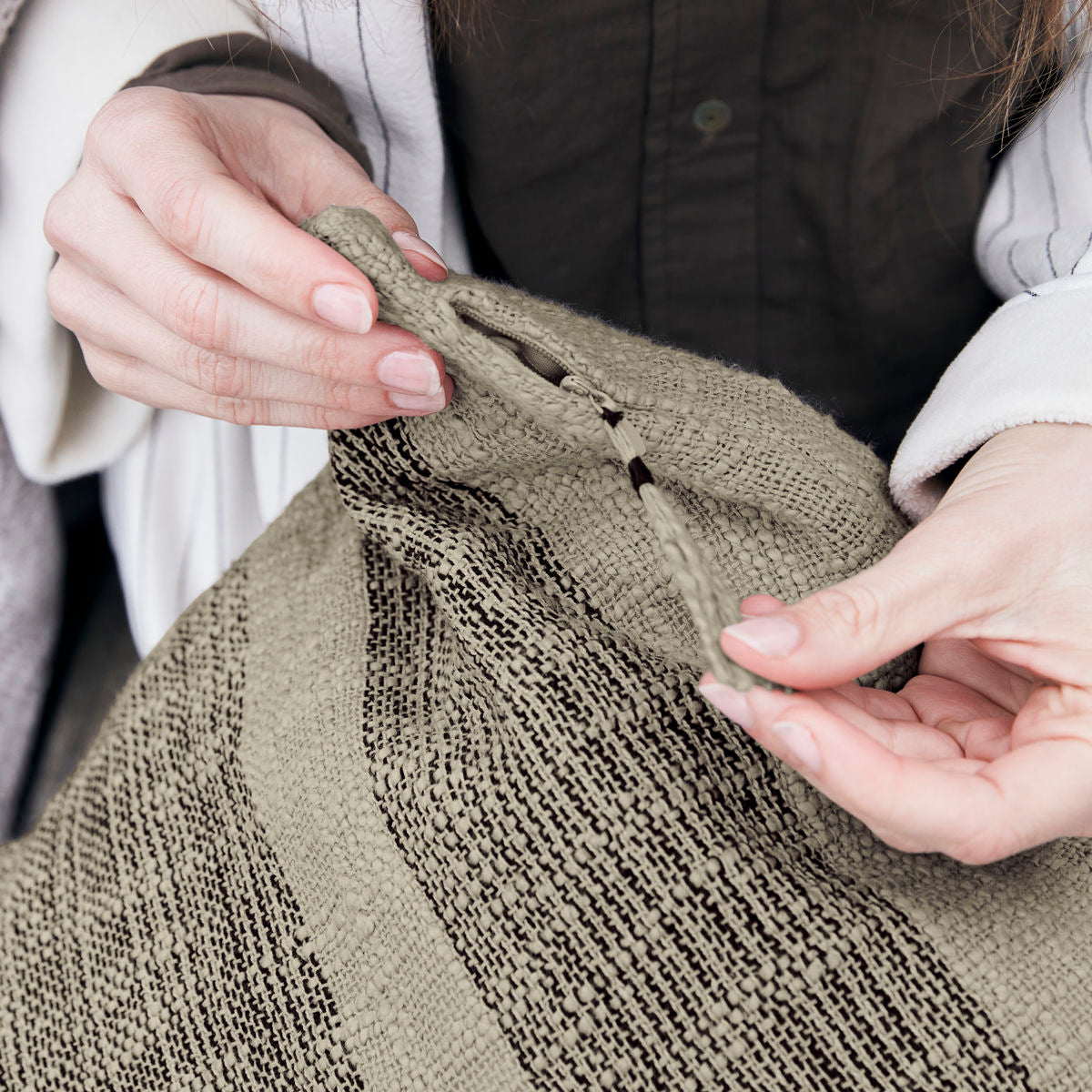 By Nord Decorative cushion cover, Ashild, Haze w. coal-l: 60 cm, w: 60 cm